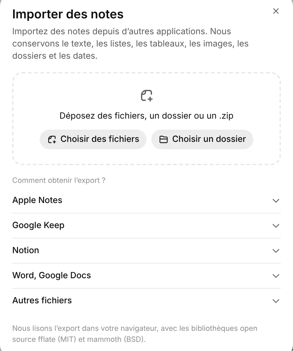 Importer vos anciennes notes