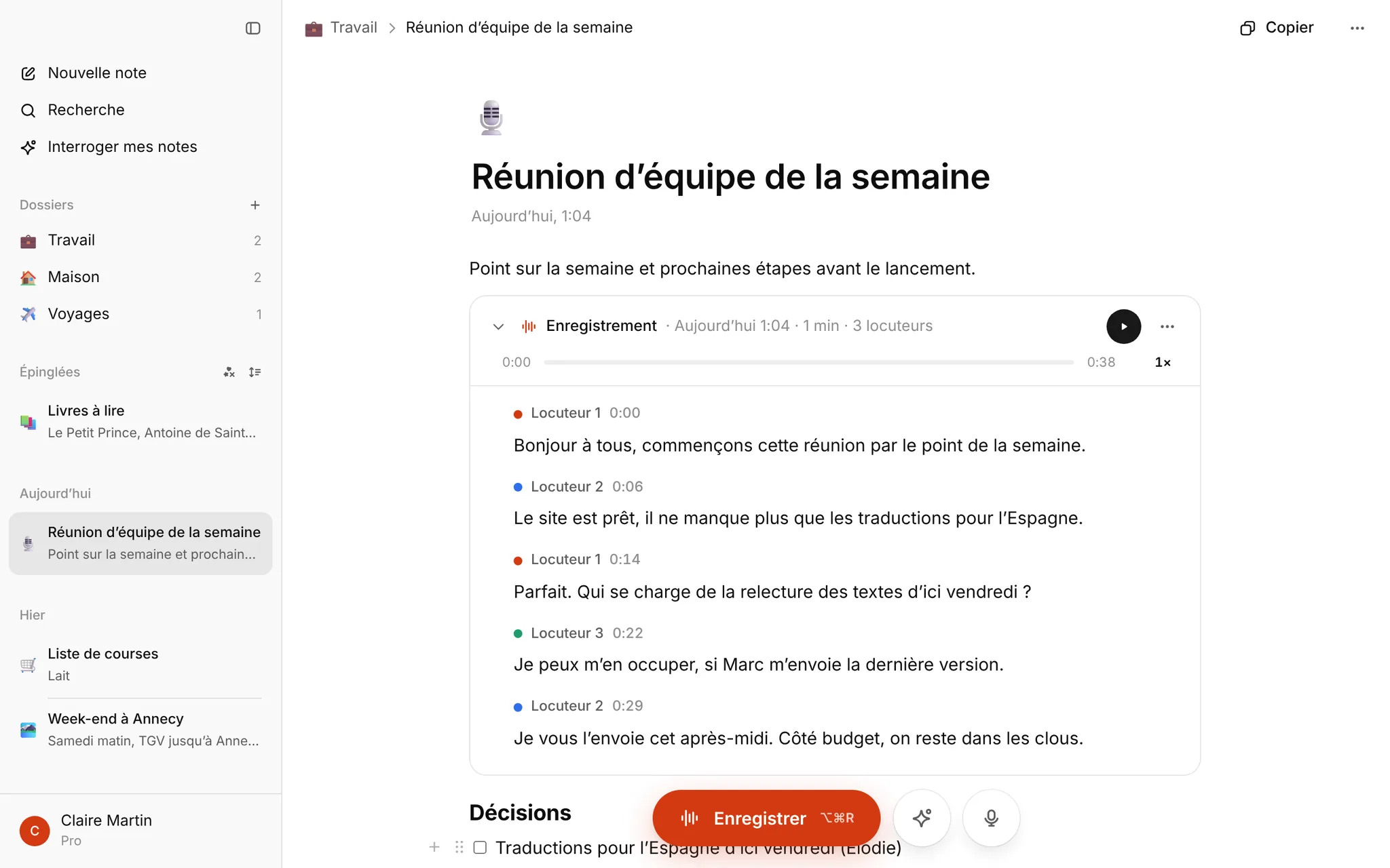 Transcrit pour iPhone et Mac